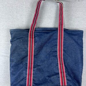 Vintage 90s Denim Tote Bag Top Handle Market Tote